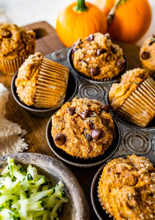 Pumpkin zucchini muffins