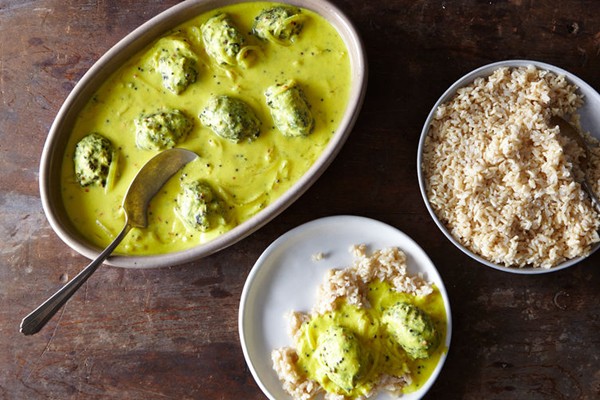 Punjabi buttermilk stew with spinach dumplings