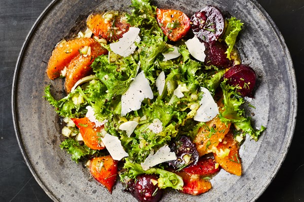 Puntarelle-citrus salad with roasted beets