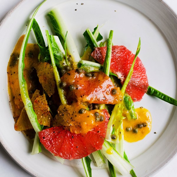 Puntarelle, grapefruit and capers