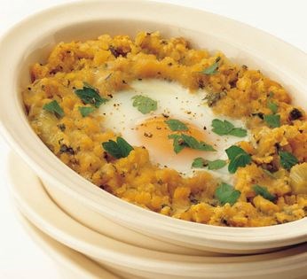 Purée of lentils with leeks and eggs
