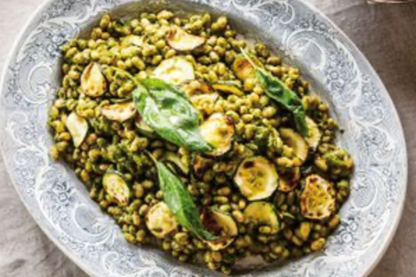 Purgatory beans with pesto and zucchini [Annie Conley]