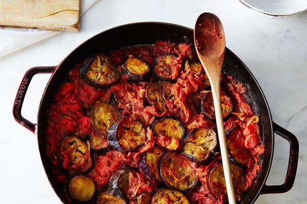Purnima Garg's eggplant and tomato curry