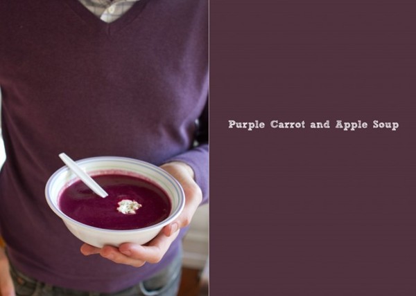 Purple carrot and apple soup