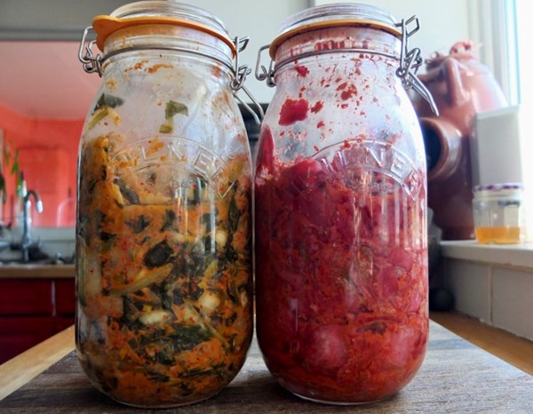 Purple carrot and ginger kimchi