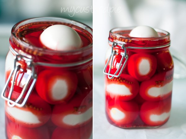 Purple pickled eggs