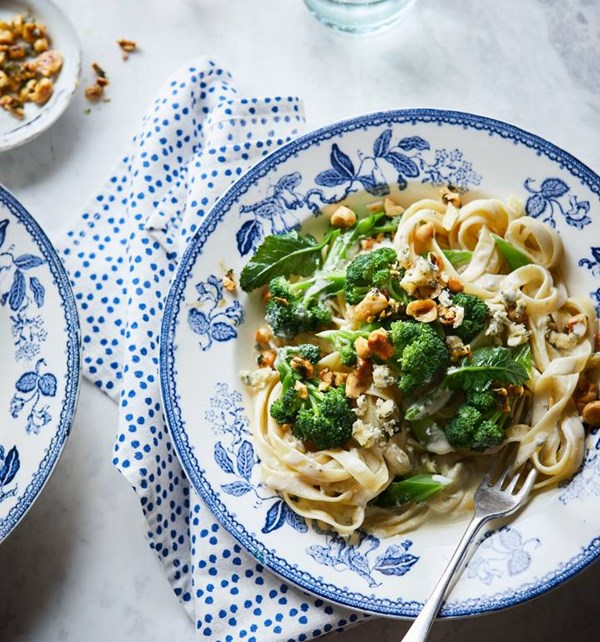Purple sprouting broccoli tagliatelle