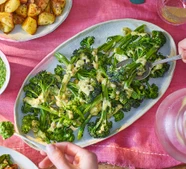 Purple sprouting broccoli with vinaigrette