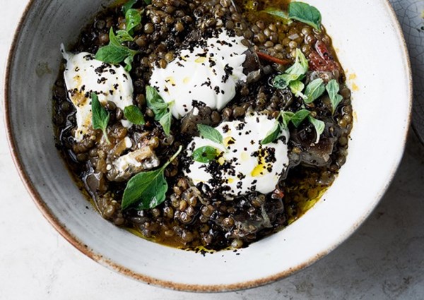 Puy lentil and aubergine stew 