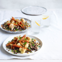 Puy lentil salad with cumin-roasted carrots and cauliflower