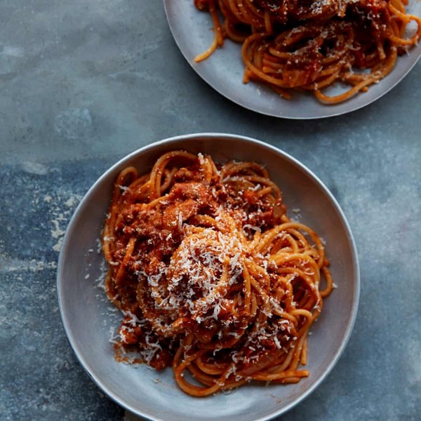 Puy lentil spaghetti Bolognese
