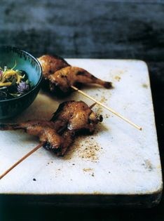 Quail skewers with Asian spices