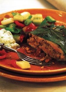 Quail stuffed with rice, walnuts and sultanas 