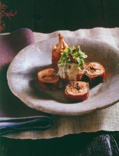 Quail with prosciutto, figs and Gorgonzola