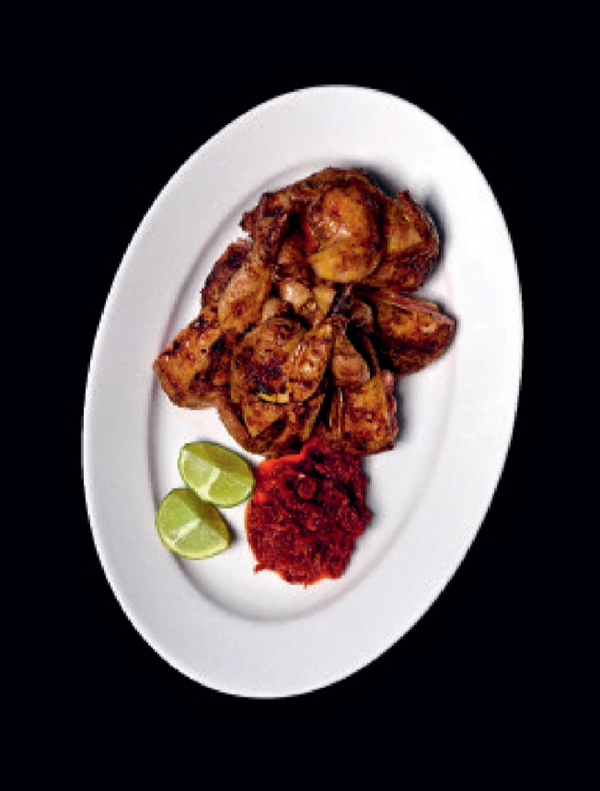 Quail with shrimp sambal