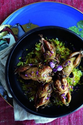 Quails stuffed with rose petals