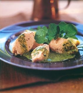 Quenelles of trout in a watercress sauce