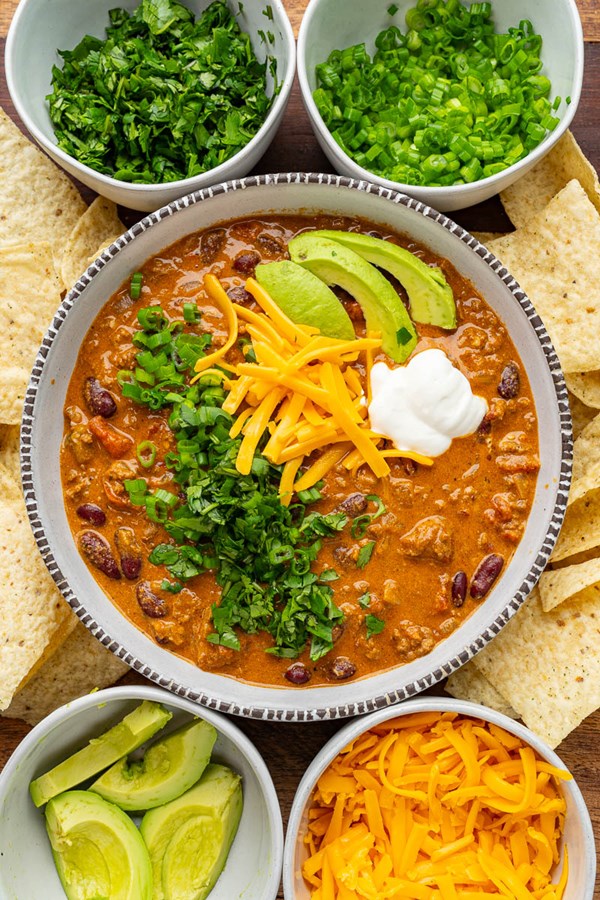 Queso beef and bean chili