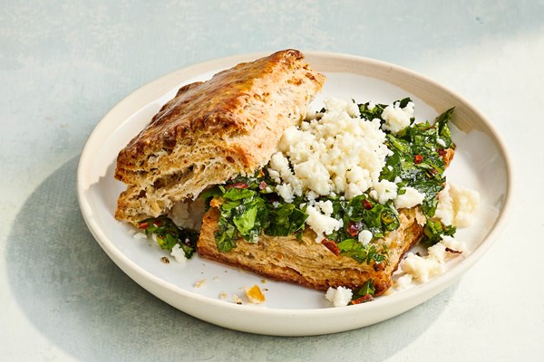Queso fresco sourdough biscuits with chimichurri
