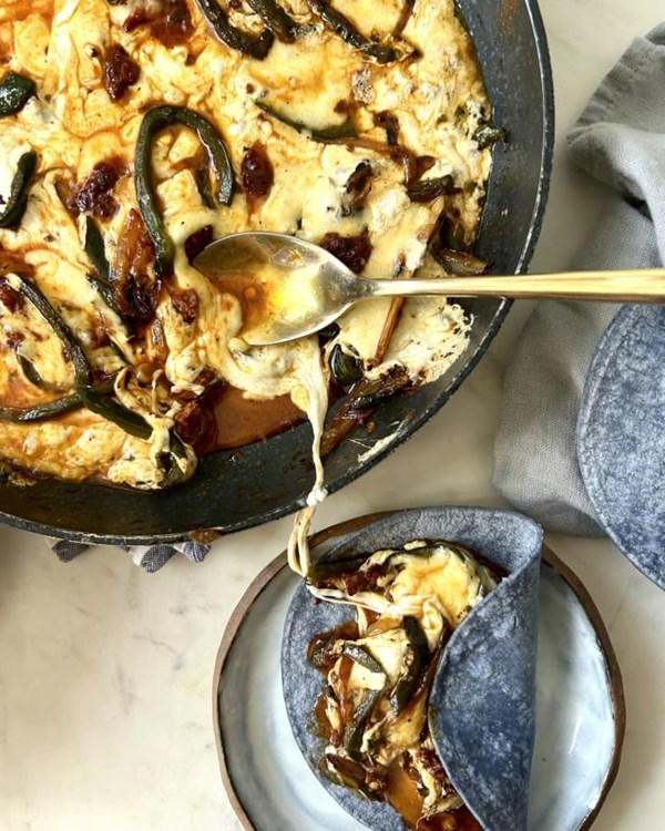 Queso fundido with chorizo