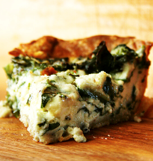 Quiche with crème fraîche and Swiss chard