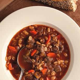 Quick beef & barley soup