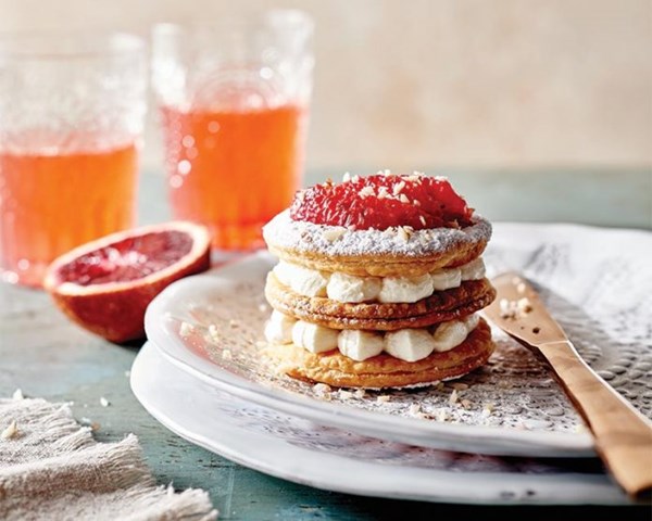 Quick blood orange mille feuille with Chantilly cream