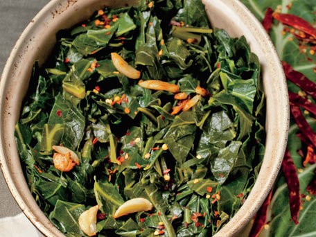 Quick braised collards with pot liquor