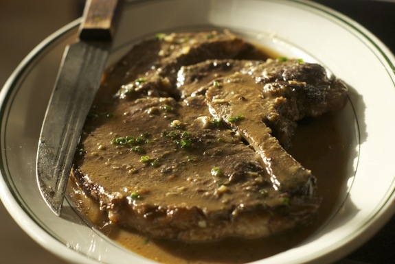 Quick braised sirloin with horseradish sauce