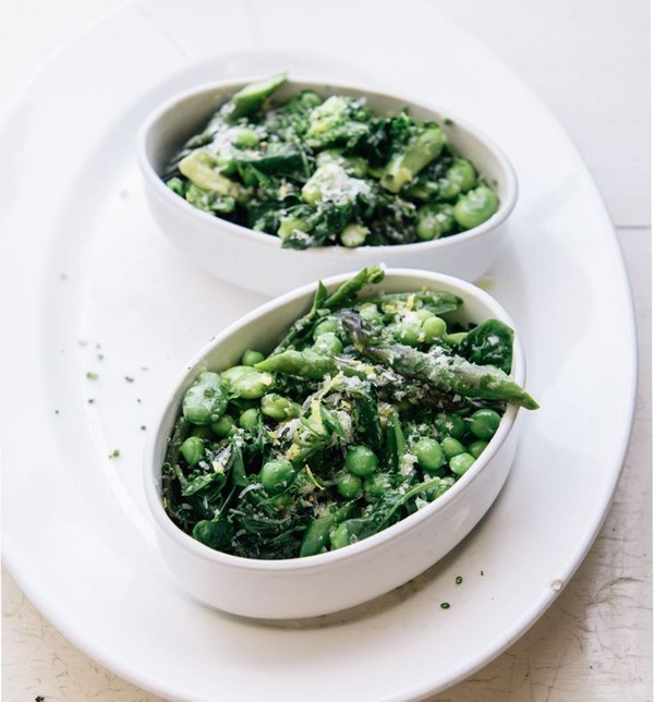 Quick-braised spring vegetables