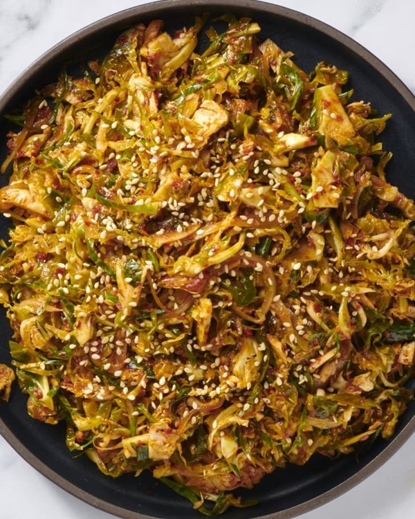Quick Brussels sprout kimchi