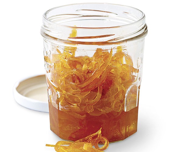 Quick candied orange zest