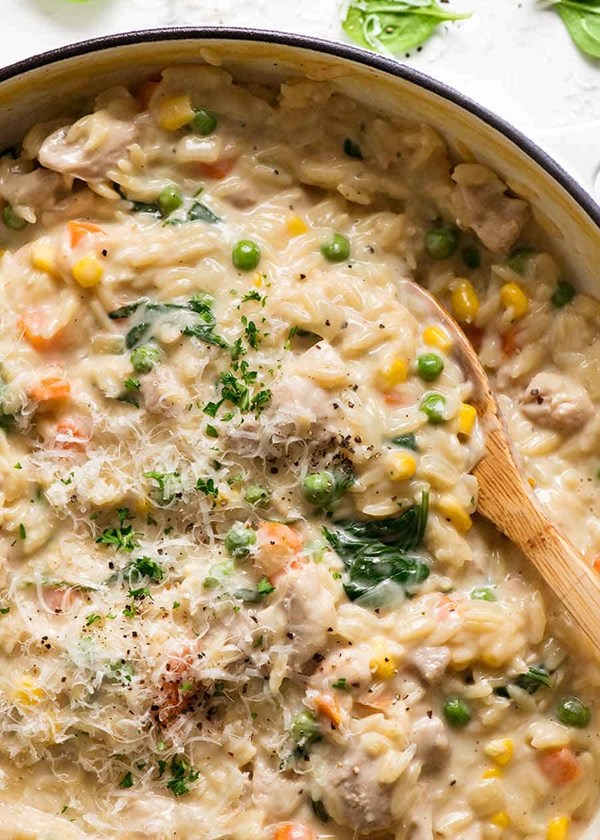 Quick chicken & vegetable orzo (risoni)