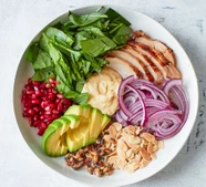 Quick chicken hummus bowl