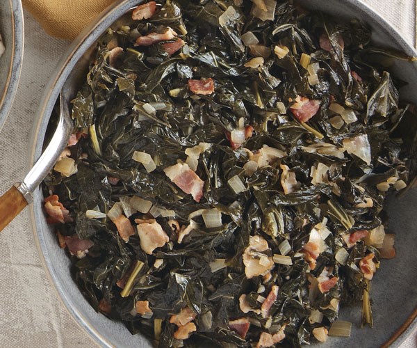 Quick collards with bacon and onions