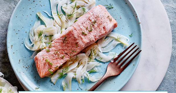 Quick confit salmon with pickled fennel