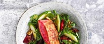 Quick-cured beetroot salmon with beetroot and apple salad