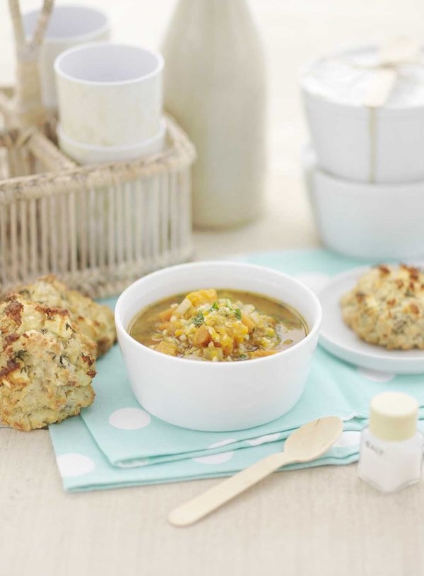 Quick feta, walnut and herb breads