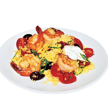 Quick Greek couscous with shrimp