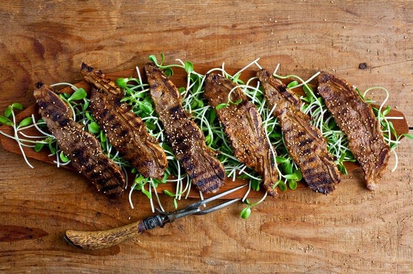 Quick grilled flanken with chili, sesame, and ginger