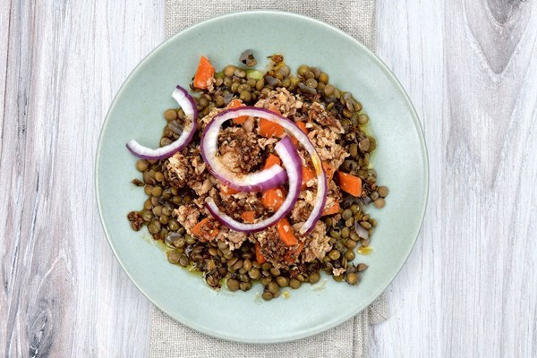 Quick lentil salmon salad