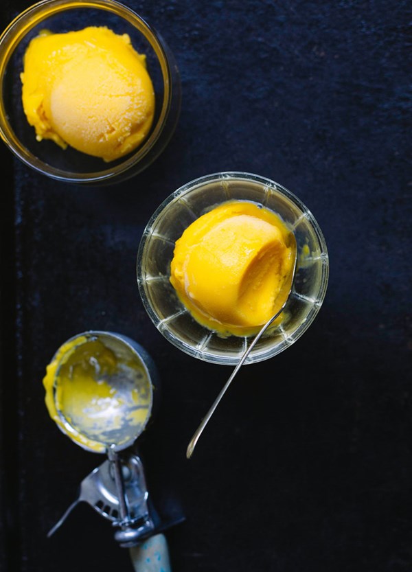 Quick mango & lime-leaf sorbet