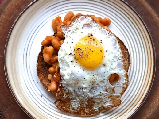 Quick morning beans and fried eggs