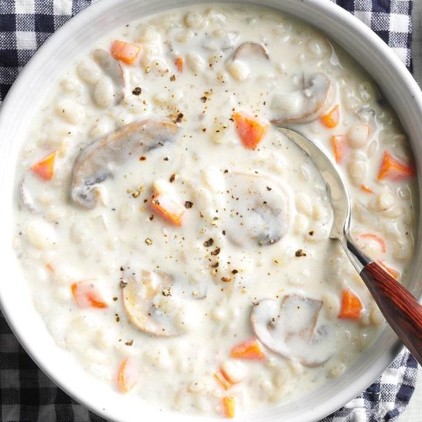 Quick mushroom barley soup