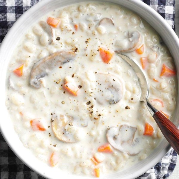 Quick mushroom barley soup