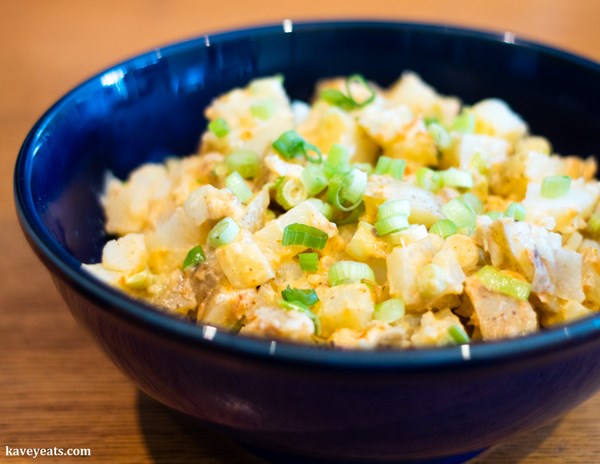 Quick pesto mayonnaise potato salad