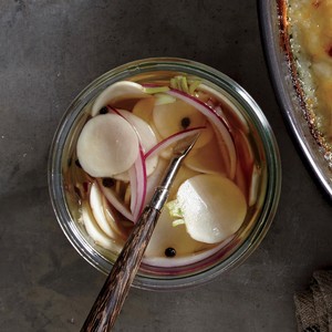 Quick-pickled baby turnips