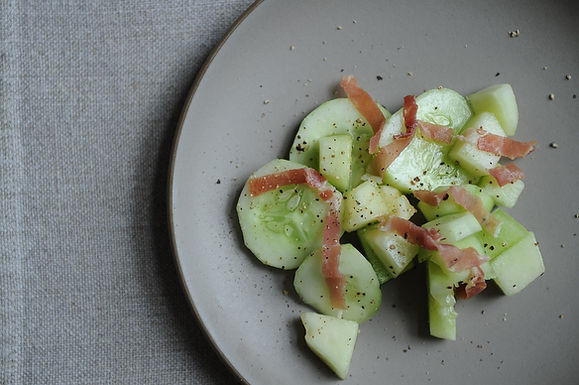 Quick-pickled cucumber-melon salad