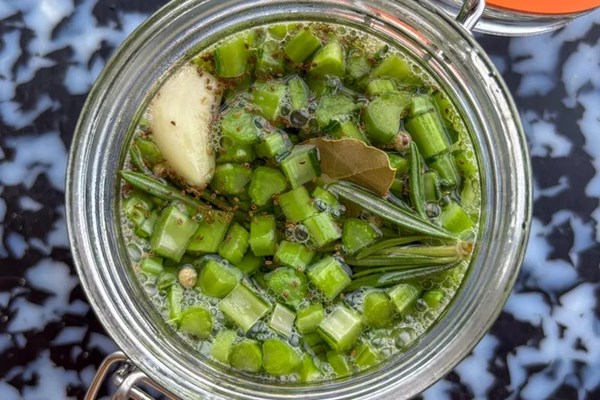 Quick pickled kale stems