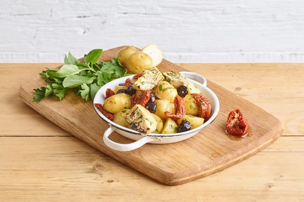  Quick-pickled potato salad with capers, olives and artichokes